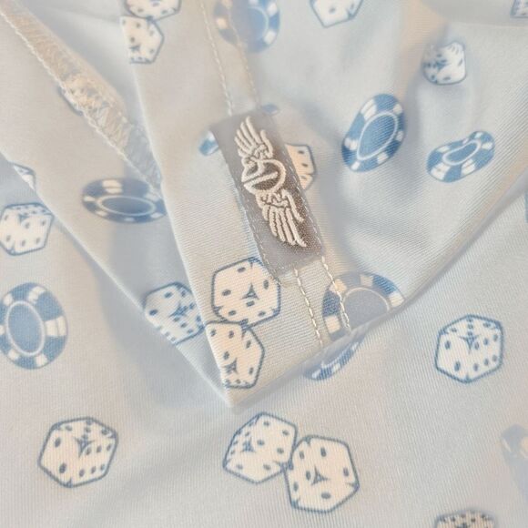 Straight Down Let It Ride Light Blue Dice Casino Golf Polo XLarge - Picture 8 of 8